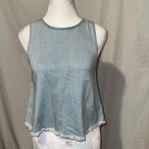 NWT Aerie light chambray raw hem sleeveless top size xs